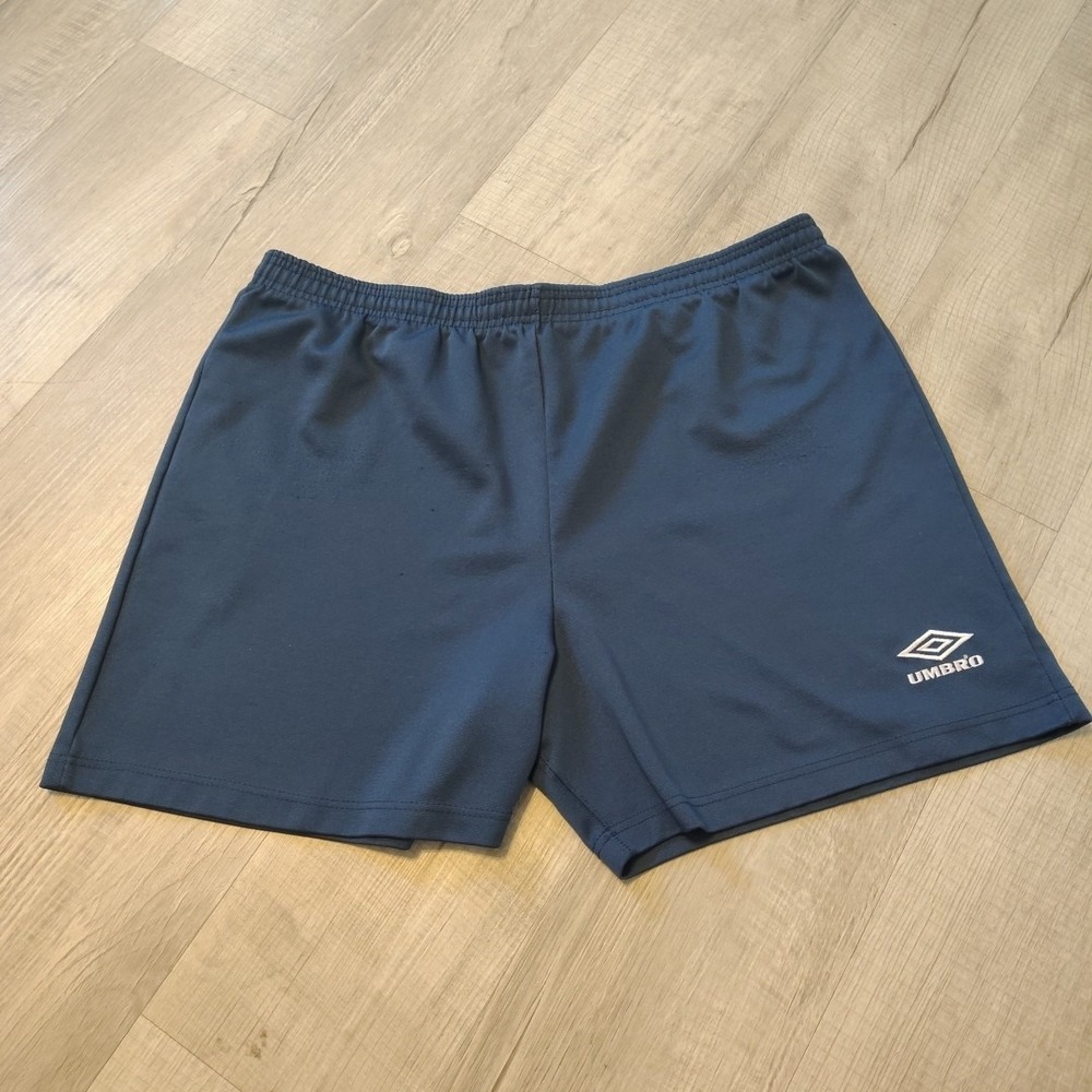 VTG Umbro Shorts Large Navy Blue Polyester Soccer 5 inseam